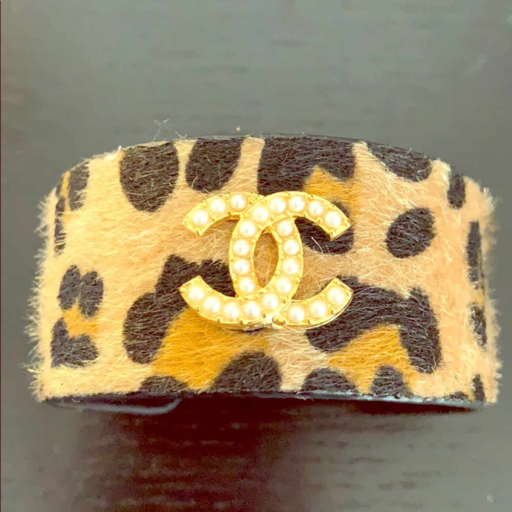 Chanel Leopard cuff bracelet